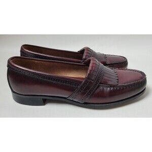 Bass‎ Mens Cordovan Tone  Burgundy Leather Kiltie Loafers USA 8.5 D
